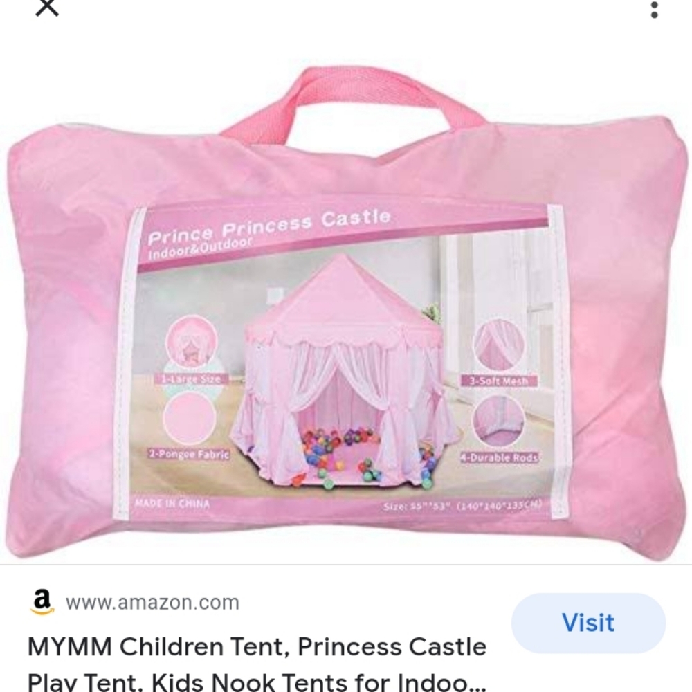 Pink Princess Castle Girls Indoor Play Tent
